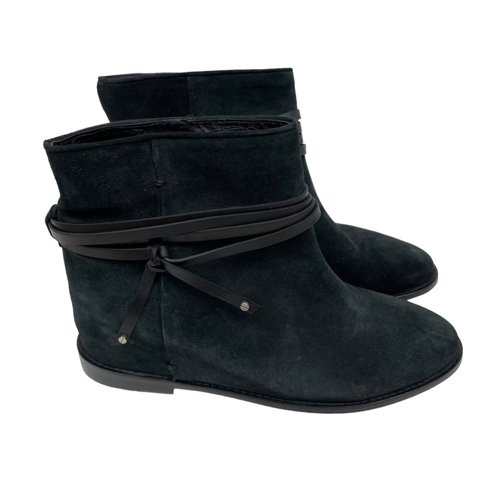 Alice + Olivia Pippa Black Suede Hidden Wedge Boots, 8.5